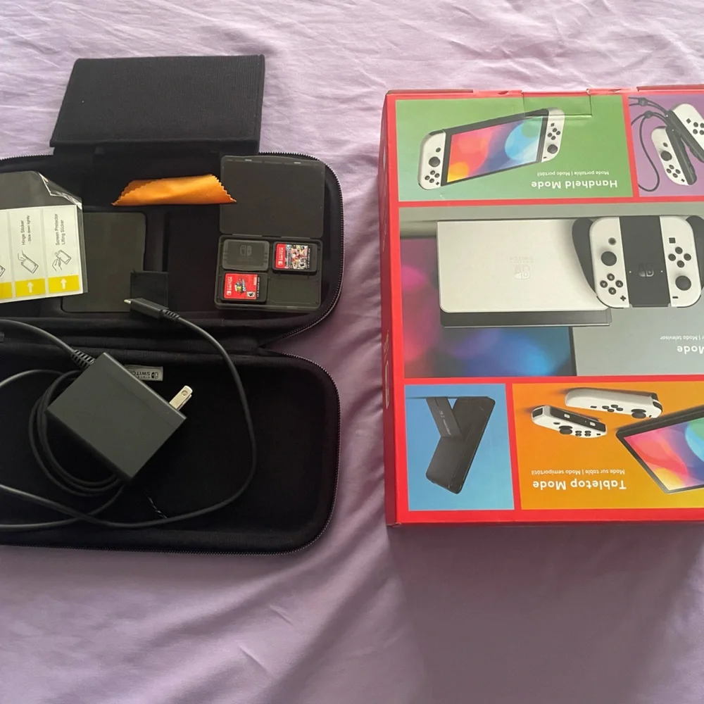 Nintendo Switch with Gray Joy-Con and Accessories
